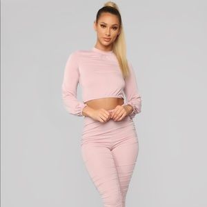 Rushed pant set dusty rose